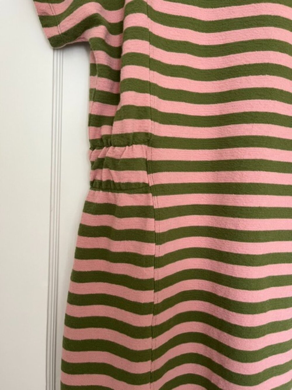 KOMODO Una Organic Cotton Mini Dress in Pink and Green Stripe | Size 6 - Picture 7 of 12